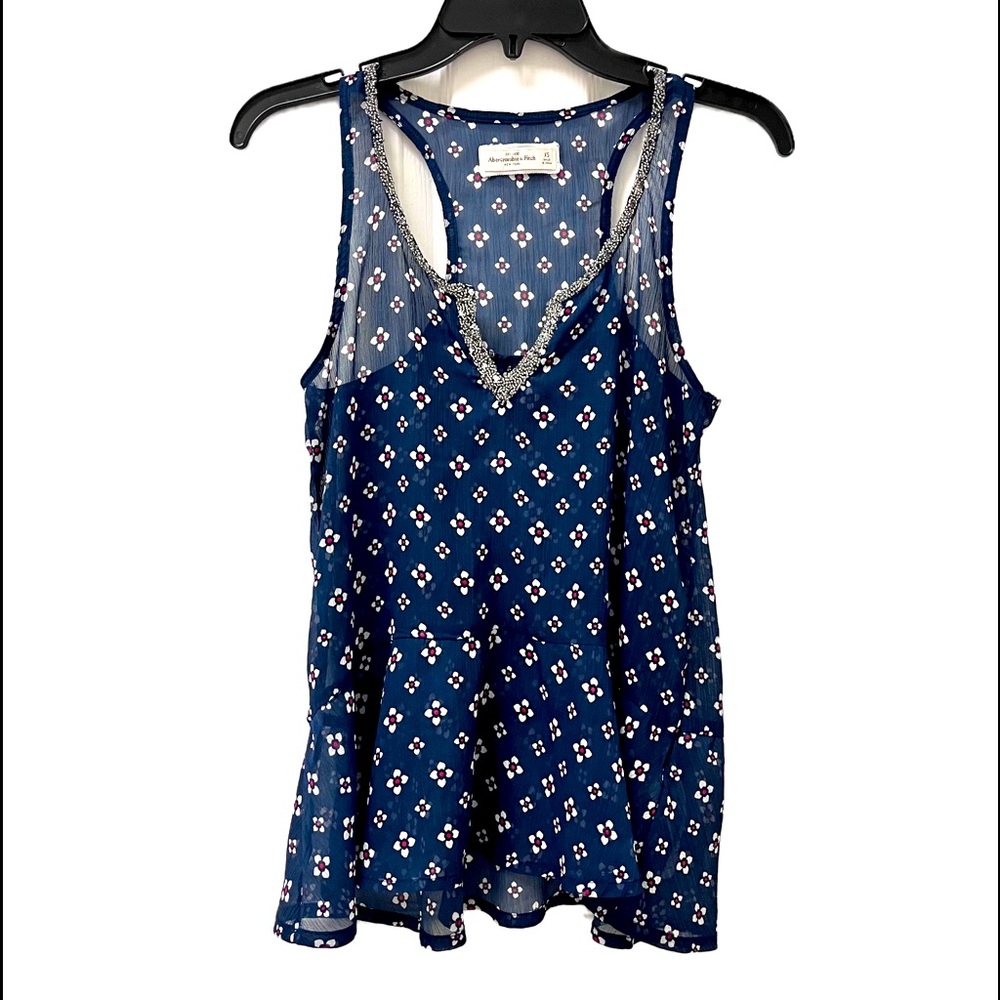 Abercrombie & Fitch Women’s Blue Sheer Sleeveless Blouse Size XS